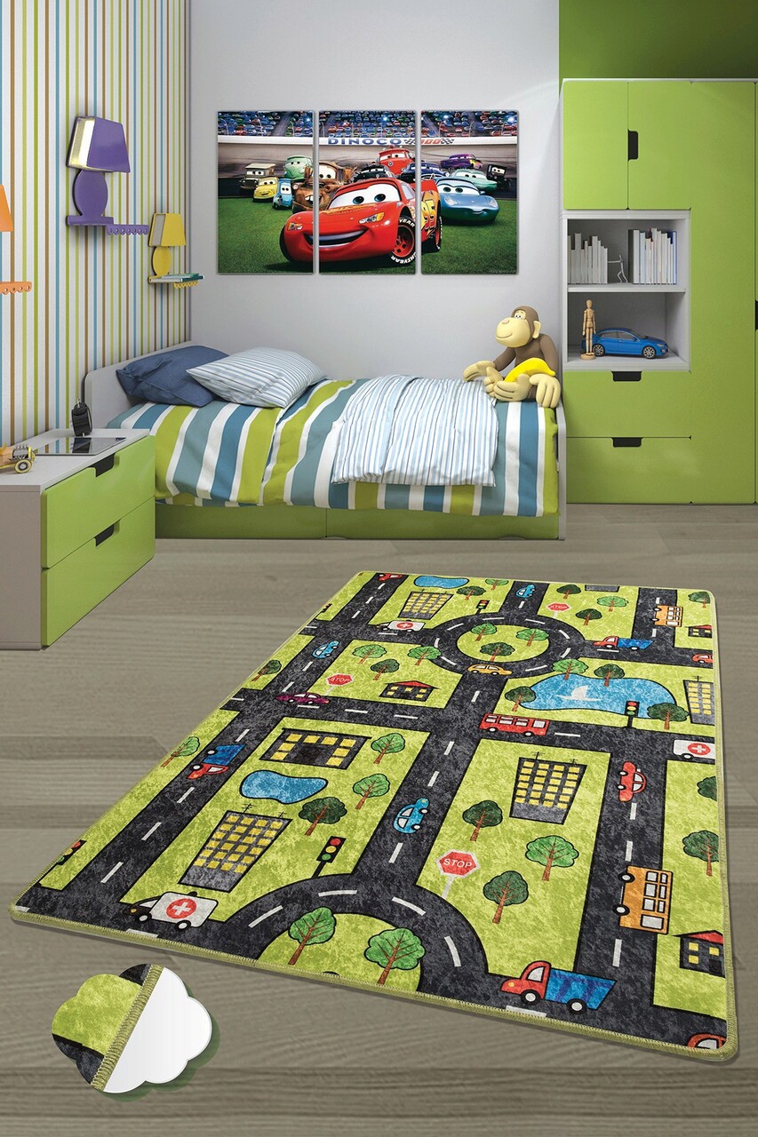Covor pentru copii, Green City, 140x190 cm, Multicolor - imagine 6
